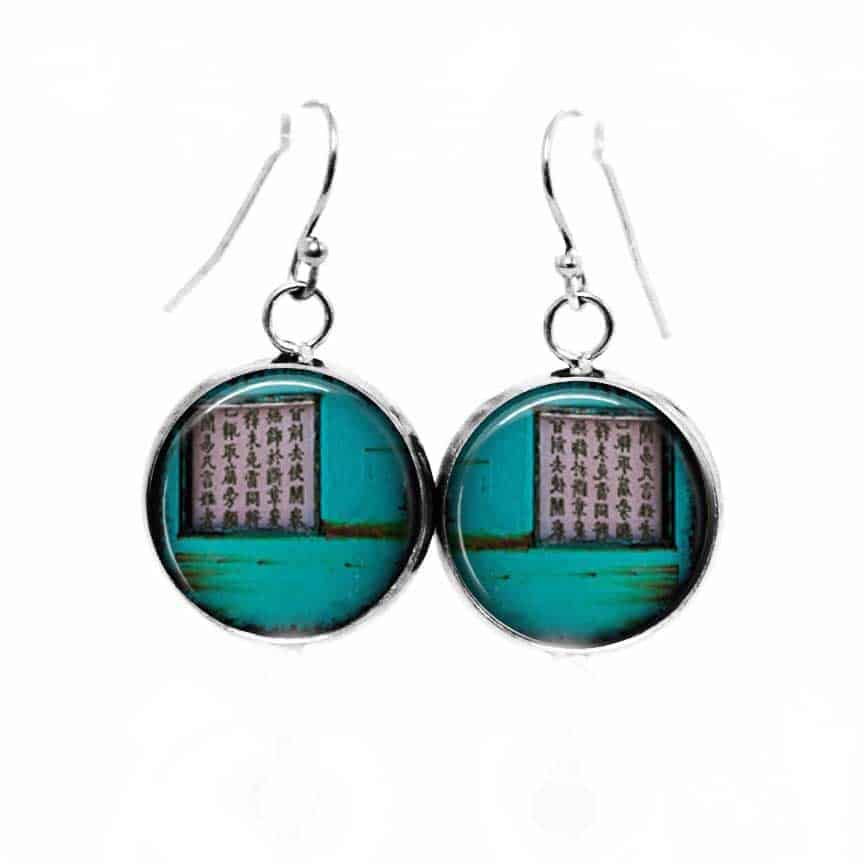 Boucles d'oreilles pendantes Thème Asia Grunge Turquoise