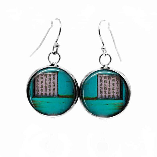 Boucles d'oreilles pendantes Thème Asia Grunge Turquoise