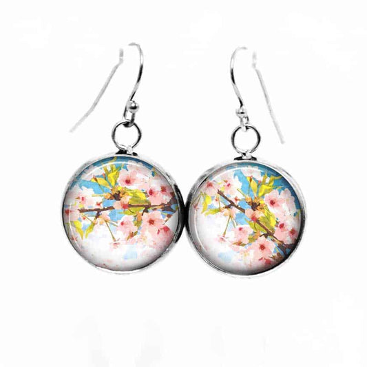 Boucles d'oreilles pendantes Thème Fleurs de cérisier