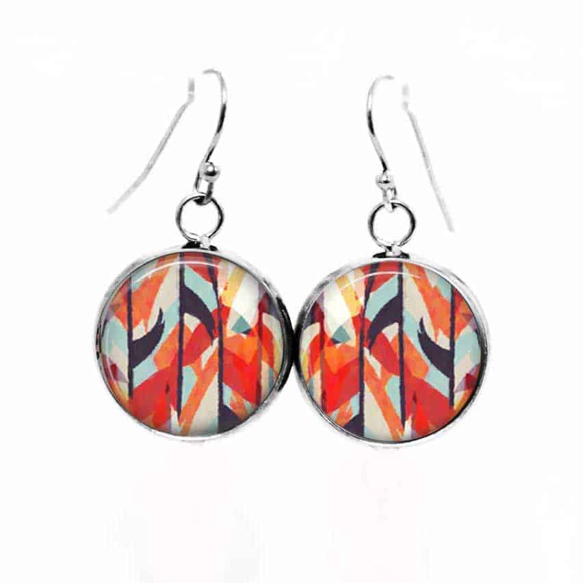 Boucles d'oreilles pendantes Thème Aquarelle abstrait rouge