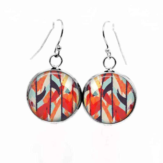 Boucles d'oreilles pendantes Thème Aquarelle abstrait rouge