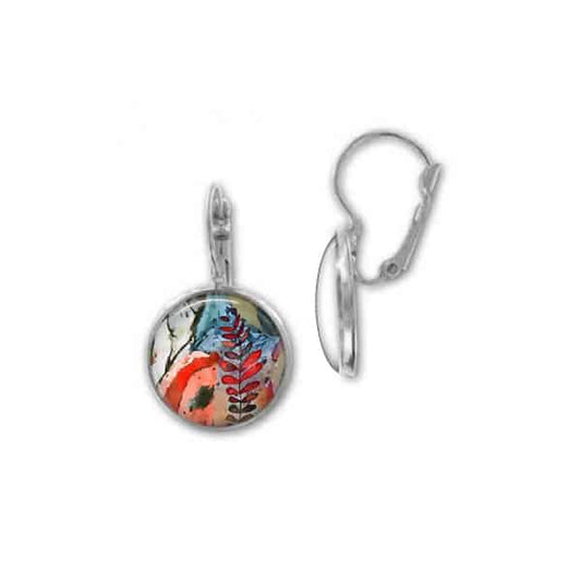 Boucles d'oreilles dormeuses Thème Mabon Automne abstrait