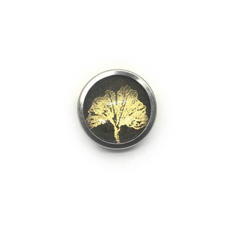 Bouton - cabochon pour bijoux personnalisables avec le thème arbre de la vie or et vert sauge