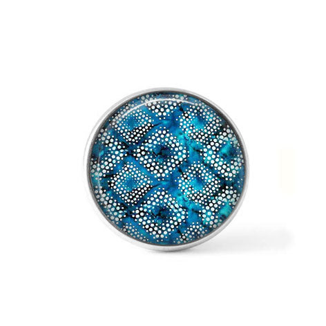 Cabochon / bouton pour bijoux interchangeables - Batik turquoise