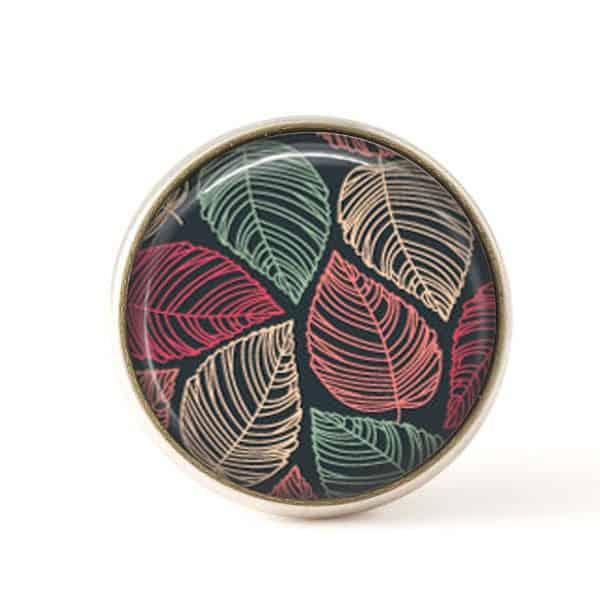 Cabochon pour bijoux interchangeables feuilles rose et bleu