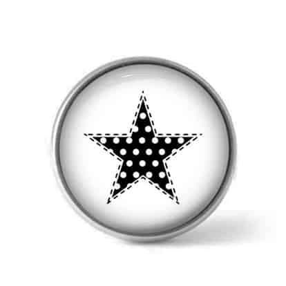 Bouton / Cabochon pour bijoux personnalisables - Motif etoile noir et blanc "pois"