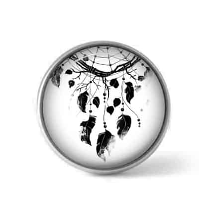 Bouton / Cabochon pour bijoux personnalisables - Motif attrape-rêves noir et blanc
