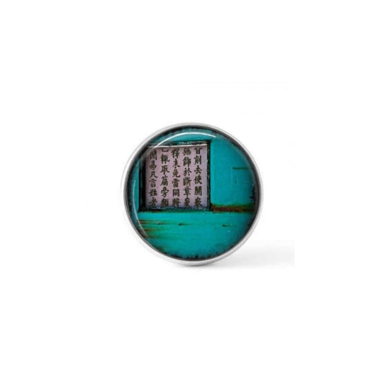 Bouton / Cabochon pour bijoux interchangeables- Asia grunge turquoise