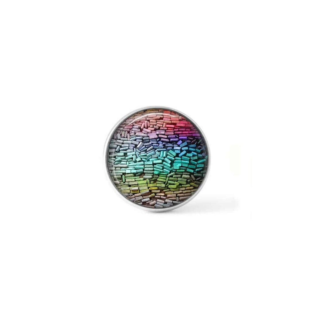 Bouton cabochon clipsable pour bijoux interchangeables : Thème multicolore pastels