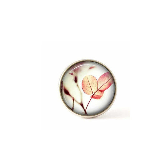 Bouton / Cabochon pour bijoux interchangeables feuillage rose.