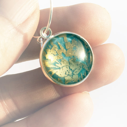 Boucles d'oreilles dorées jonquilles or et turquoise