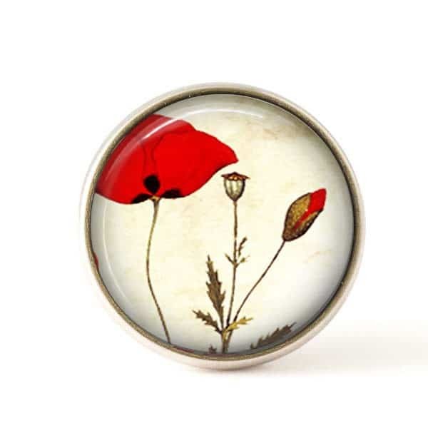 Bouton / Cabochon pour bijoux interchangeables coquelicots