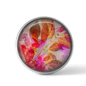 Bouton / Cabochon pour bijoux interchangeables - Summertime feuillage Rouge