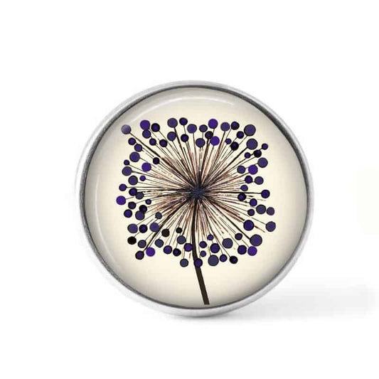 Bouton cabochon clipsable pour bijoux interchangeables : Agapanthes simple