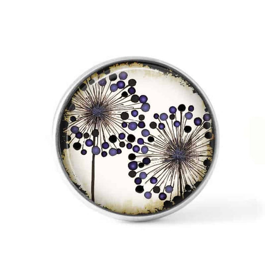 Bouton cabochon clipsable pour bijoux interchangeables : Agapanthes doubles