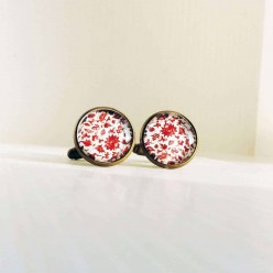Red liberty floral design cuff links.