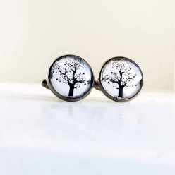 Tree of life black and white cuff links.