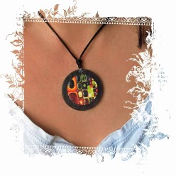 Fruit Juice' slate necklace - Klimt influence