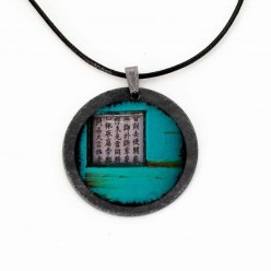Turquoise Asia Grunge themed slate necklace
