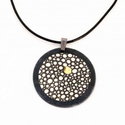 Slate necklace Yule collection in Black, White and Gold spirals