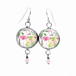 Tropical pineapple dangle earrings in pinks and greens