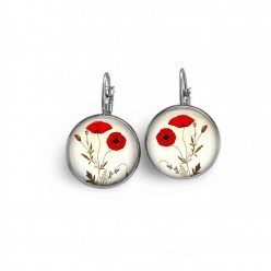Lever-back earrings with a delicate botanical poppies theme