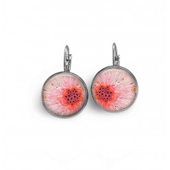 French wire earrings with a pastel abstract floral theme.