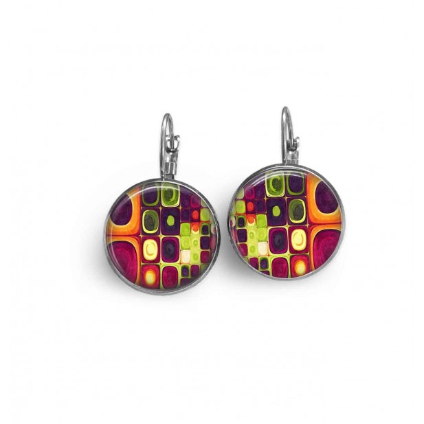 Klimt multi-color themed french wire lever-back earrings
