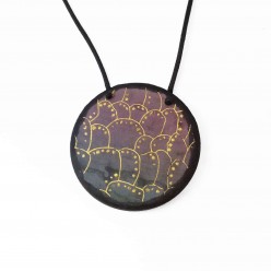 Slate "Geodes" necklace with mauve gradient and gold scales