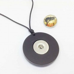 Collier interchangeable en acrylique noir ou bois de teck - cordon simple - le collier seul