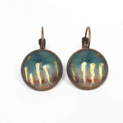Sleeper earrings with an enchanted forest theme with gold or silver foil highlights