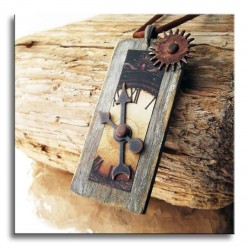 Mixed medi wood and metal necklace with "Time" Theme