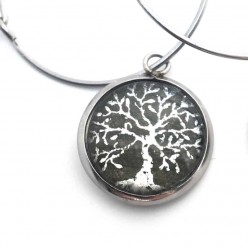 16mm Silver Tree of Life Hoop earrings