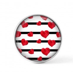 Cabochon / Button for interchangeable jewelry - Heart and lines theme