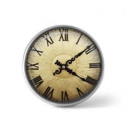 Bouton / Cabochon pour bijoux personnalisables - Motif horloge vintage laiton
