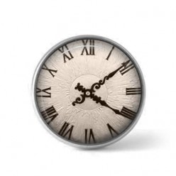 Bouton / Cabochon pour bijoux personnalisables - Motif horloge vintage sepia