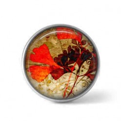 Bouton / Cabochon pour bijoux personnalisables - Motif feuille de gingko en couleurs automne