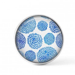 Cabochon / bouton pour bijoux interchangeables - Points en boules bleus