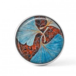 Cabochon / Button for Interchangeable Jewelry - Turquoise Ginkgo leaf theme