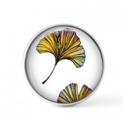 Cabochon / Button for Interchangeable Jewelry - Multicolor Ginkgo leaf theme