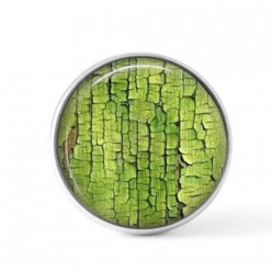 Cabochon / Button for Interchangeable Jewelry - green crackle paint theme