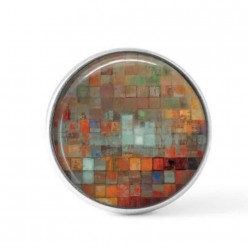 Cabochon / Button for Interchangeable Jewelry - abstract rust and light turquoise theme