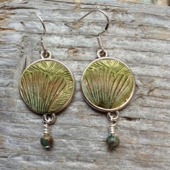 Ginkgo leaf textured dangle earrings