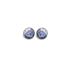 Stud earrings with a blue floral theme