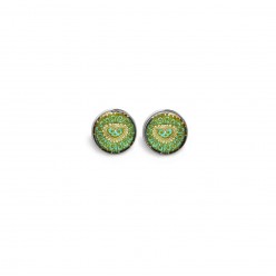 Stud earrings with an abstract turquoise and green theme