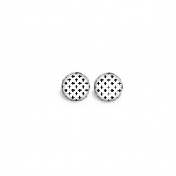 Stud earrings featuring a black and white crosses theme