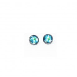 Stud earrings with turquoise watercolor triangles Boho theme