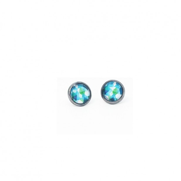 Boucles d'oreilles clous avec le thème Boho triangles aquarelle turquoise