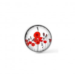 Interchangeable clip on button with a Naïve poppy theme in red and black