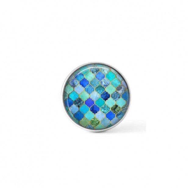 Cabochon / bouton pour bijoux interchangeables - thème de mosaïques turquoise